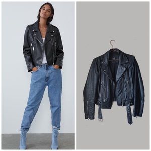 ZARA TRF Collection Genuine Leather Moto Jacket